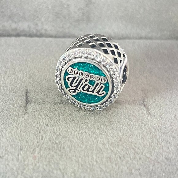 Pandora Welcome YโAll Bracelet Charm Dog Bead Button S925 Sterling Silver - Picture 2 of 5